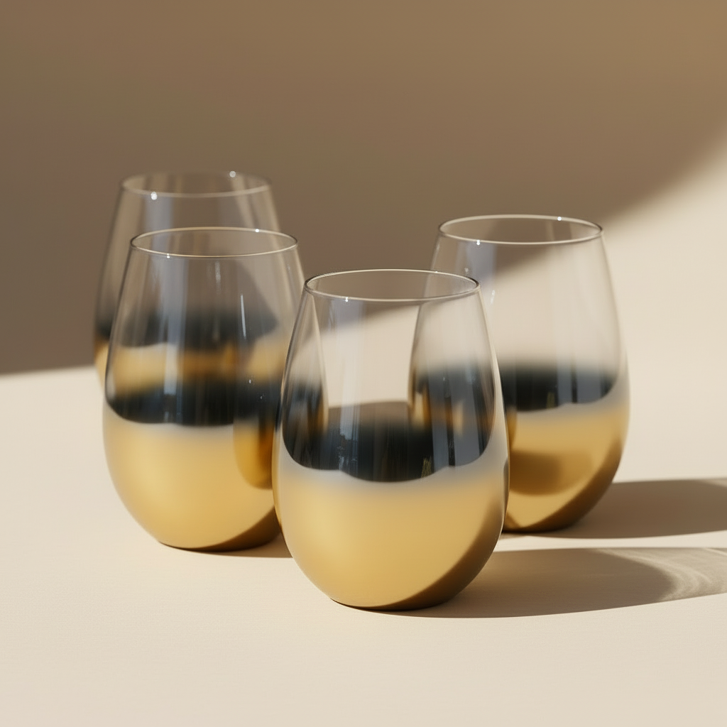 Cariso Gold stemless glasses set of 4 gift boxed