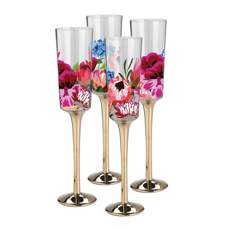 Botanic Blooms Champagne Flutes set of 4