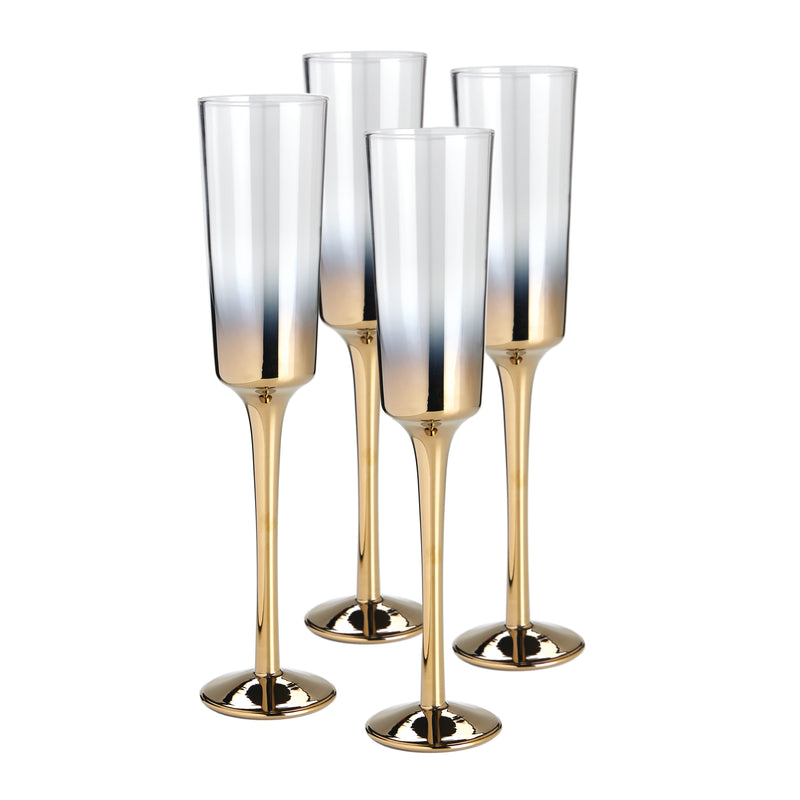 Cariso Gold Champagne Flutes set of 4 gift boxed